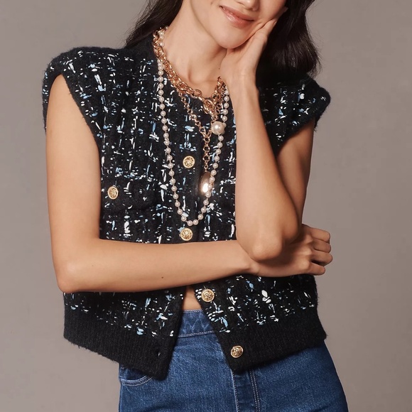 Maeve by Anthropologie Tweed Sweater Vest - Picture 1 of 9